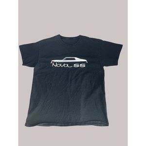Black Cotton Tee Shirt White Emblem Nova SS Vintage